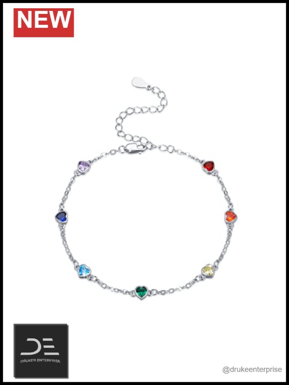 Sterling Silver 7 Chakra Healing Yoga Bracelet Link Women Gift